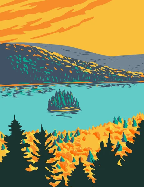 Affiche Art Apm Île Pines Dans Lac Wapizagonke Dans Parc — Image vectorielle