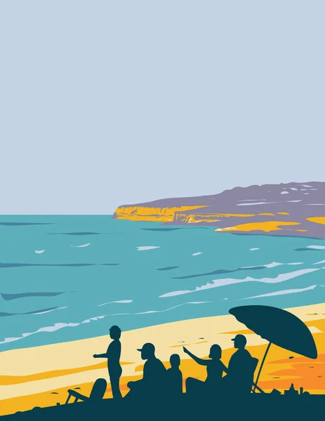 Wpa Poster Art Cavendish Beach Prince Edward Island National Park — 图库矢量图片