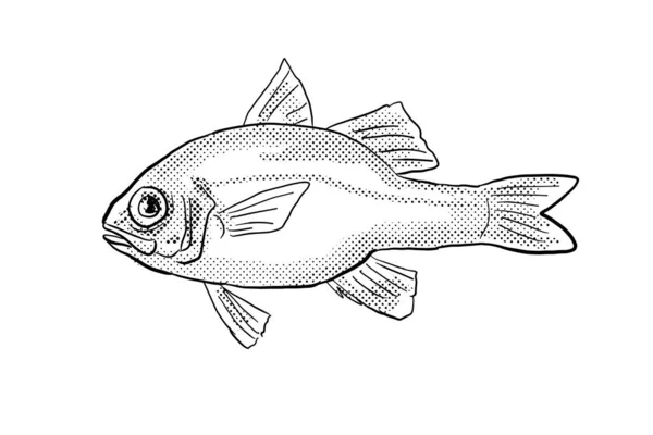 카툰식으로 그린아 누스나 하와이 하와이 제도에 자생하는 물고기 흑백으로 배경에는 — 스톡 사진