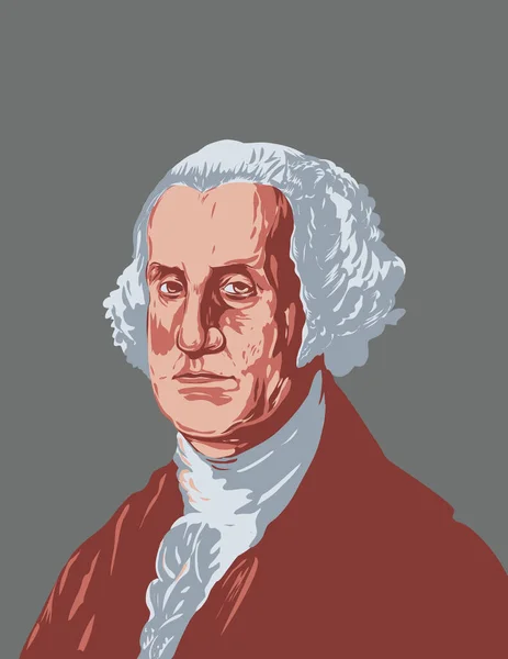 Wpa Cartaz Arte Retrato George Washington Oficial Militar Americano Estadista —  Vetores de Stock