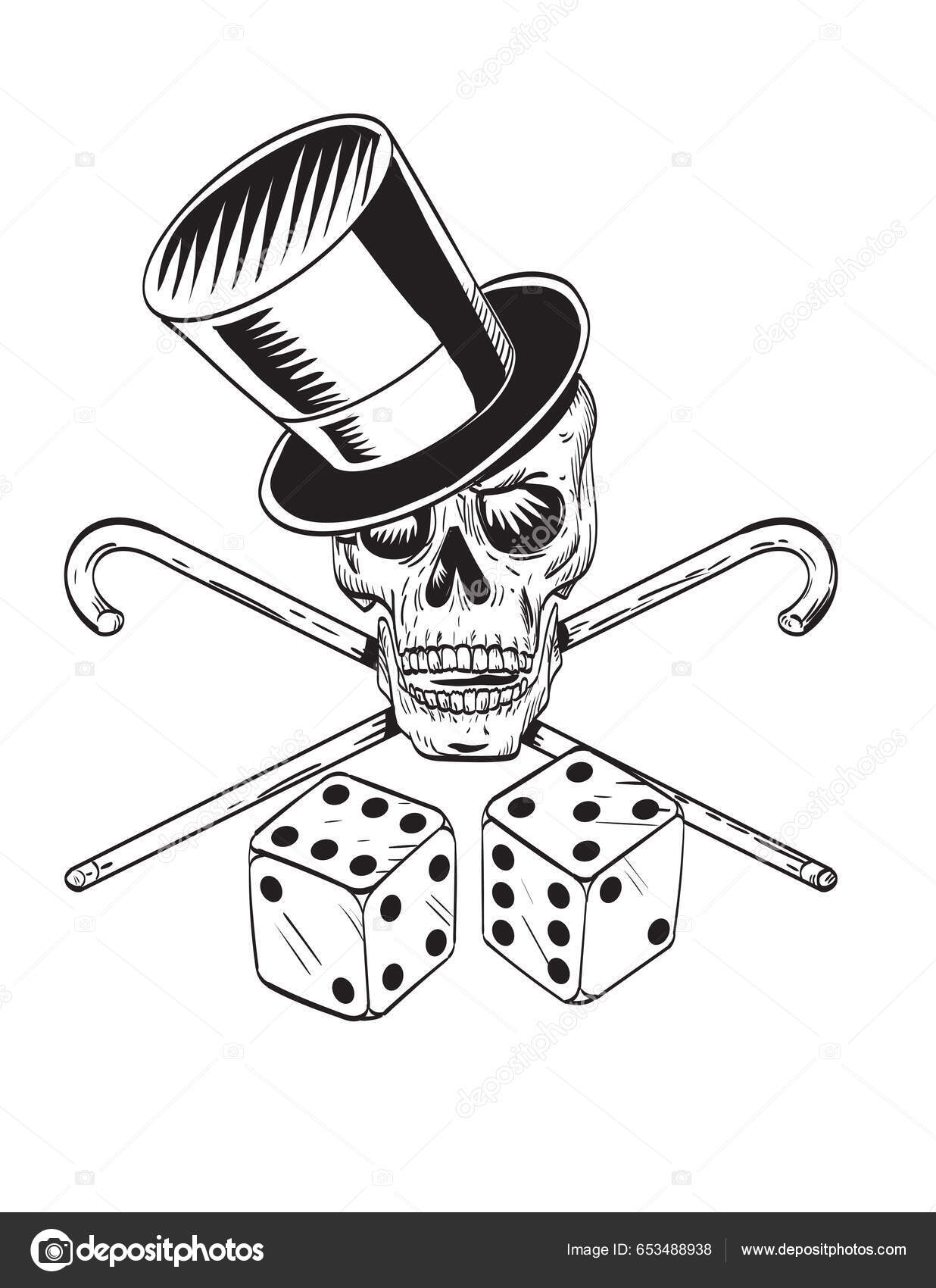 skeleton hand rolling dice