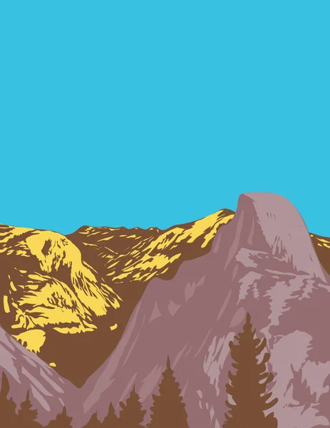 Wpa Poster Art Tenaya Canyon Half Dome Viewed Glacier Point — Stock Vector
