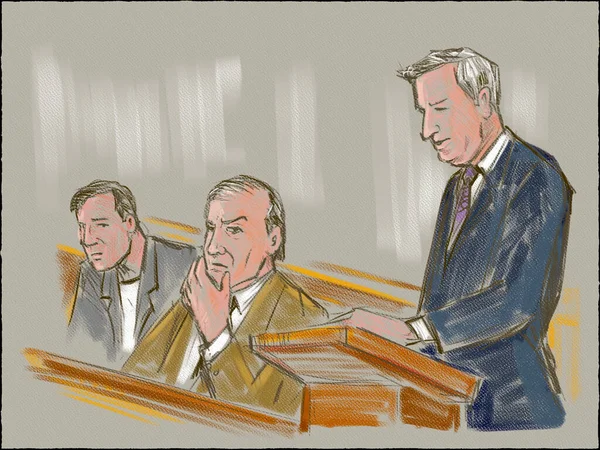 Lápiz Pastel Boceto Tinta Ilustración Juicio Sala Tribunal Con Juez —  Fotos de Stock