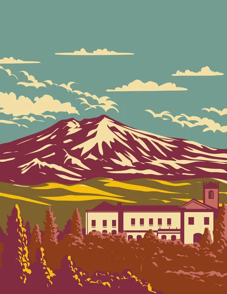 Wpa Αφίσα Τέχνης Του Όρους Etna Απλά Etna Στην Ανατολική — Διανυσματικό Αρχείο