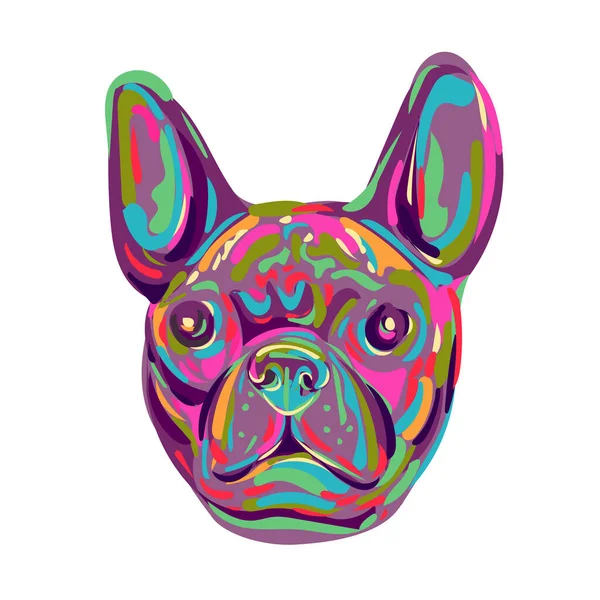 Ilustración Estilo Pop Art Cabeza Perro Francés Bulldog Frenchie Bouledogue — Archivo Imágenes Vectoriales