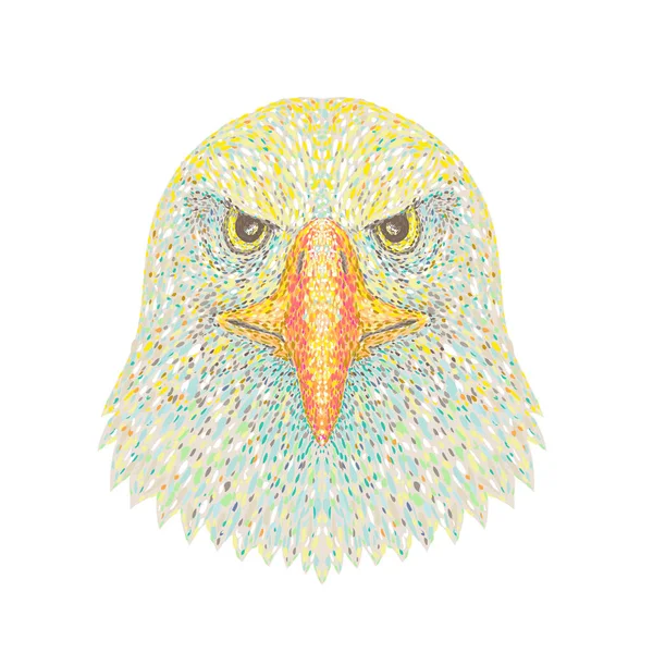 Pointylista Impresjonista Lub Pop Art Stylu Ilustracji Głowy Orła Łysego — Wektor stockowy
