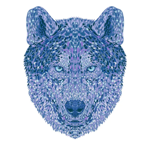 Illustration Pointilleuse Impressionniste Pop Art Tête Loup Canis Lupus Loup — Image vectorielle