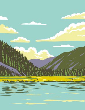 Kuzeydoğu İtalya 'da Trentino-Alto Adige Sudtirol ve Lombardia' da bulunan Stelvio Ulusal Parkı 'nın WPA poster sanatı proje yönetimi veya Art Deco stilinde yapıldı.