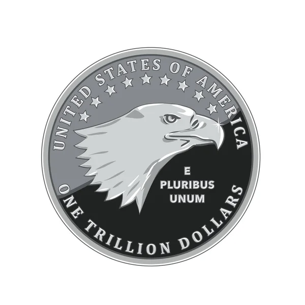 Icono Plano Estilo Metálico Ilustración Una Moneda Billón Dólares Estados — Vector de stock