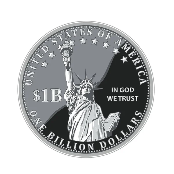 Plochá Ikona Kovovém Stylu Ilustrace Milionové Mince Spojených Států Amerických — Stockový vektor