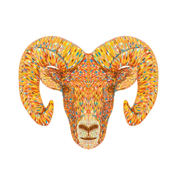 Illustration Pointilleuse Impressionniste Pop Art Tête Mouflon Amérique Bélier Ovis — Image vectorielle