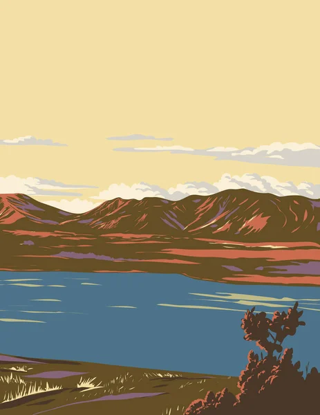 Плакат Изображением Озера Текапо Проходящего Севера Вдоль Северной Оконечности Бассейна — стоковый вектор