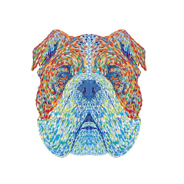 Noktacı Empresyonist Pop Sanat Tarzı Bir Çizim Bir Ngiliz Bulldog — Stok Vektör