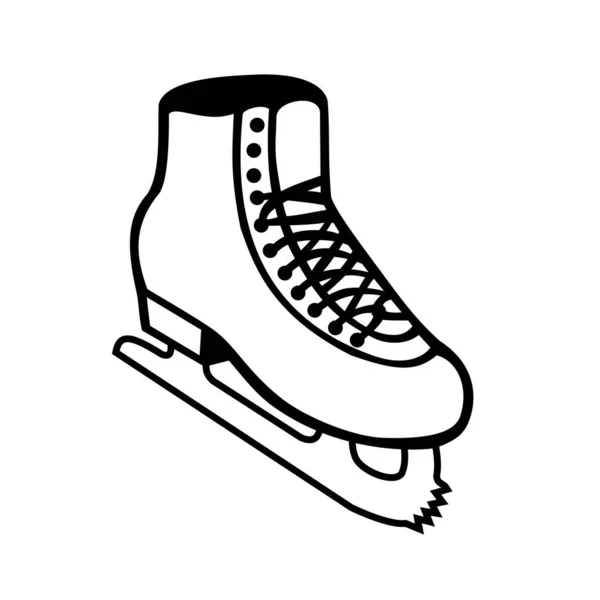 复古风格的冰鞋或冰鞋的图解 从侧面看 在孤立的背景下 用卡通画黑白相间 — 图库矢量图片