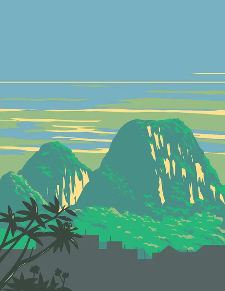 Affiche Art Wpa Montagnes Marbre Cinq Éléments Montagnes Situées Dans — Image vectorielle