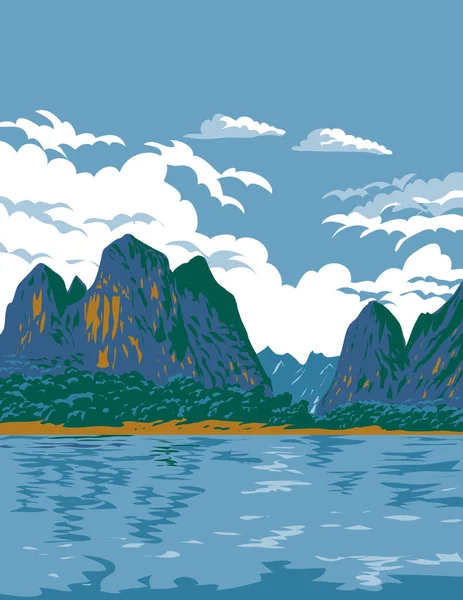 Постер Мистецтва Або Цзян Верхній Течії Річки Гуй Північному Заході — стоковий вектор