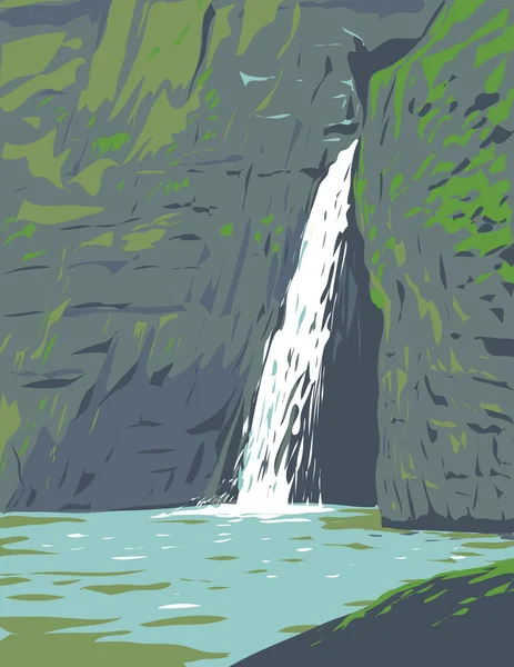 Wpa Plakat Sztuki Pagsanjan Falls Magdapio Falls Lub Wodospad Cavinti — Wektor stockowy