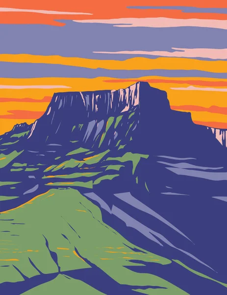 Arte Cartel Wpa Las Montañas Drakensberg Dragón Dentro Región Fronteriza — Archivo Imágenes Vectoriales
