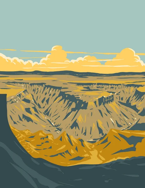 Wpa Plakát Umění Kaňonu Fish River Canyon Visrivier Canyon Nebo — Stockový vektor