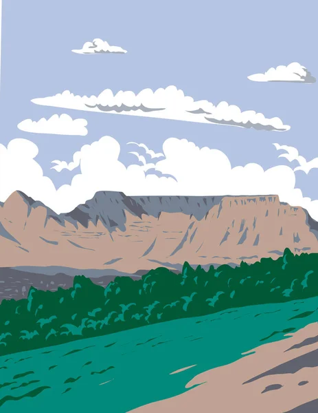 Arte Poster Wpa Table Mountain National Park Precedentemente Noto Come — Vettoriale Stock