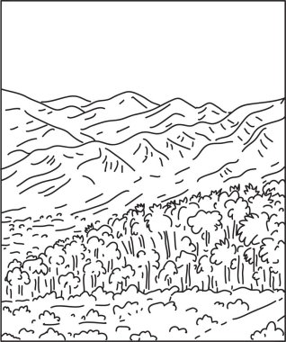 San Bernardino İlçesindeki Ulusal Kum Anıtı Güney Kaliforniya Mono Line Art