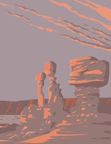 Wpa Плакатне Мистецтво Гірських Утворень Провінційному Парку Ісігуасту Або Провінції — стоковий вектор