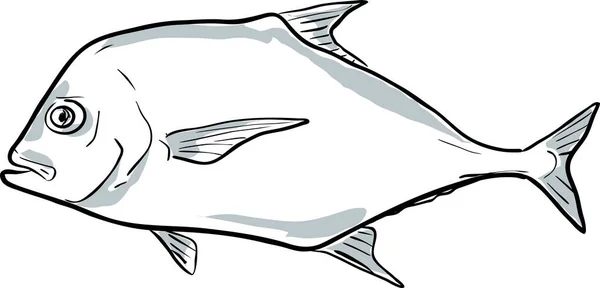 Pompano Africano Pesce Della Florida Disegno Del Fumetto — Vettoriale Stock