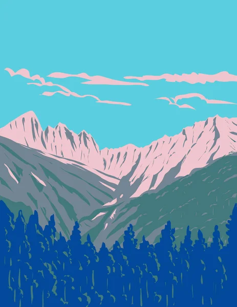 Affiche Art Wpa Mont Olympos Dans Parc National Des Bois — Image vectorielle
