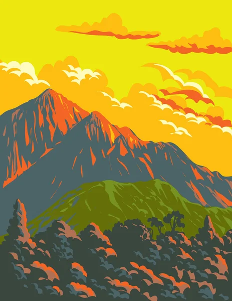 Wpa Affisch Konst Mount Athos Eller Holy Mountain Ett Berg — Stock vektor