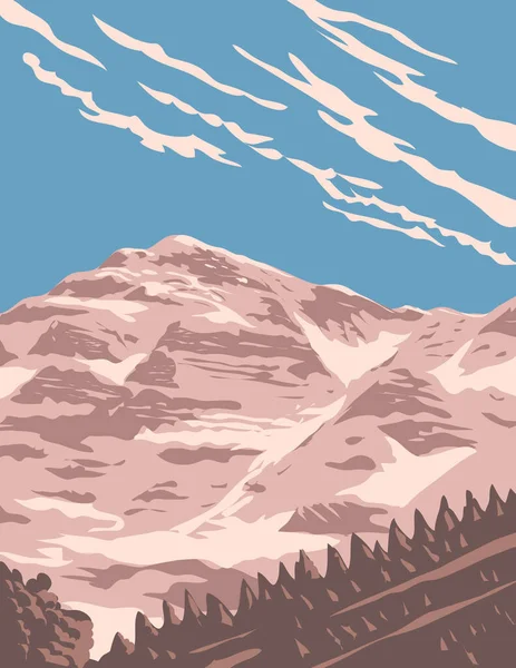 Wpa Poster Art Athamanika Tzoumerka Mountain Range Part Wider Pindus — Stock Vector