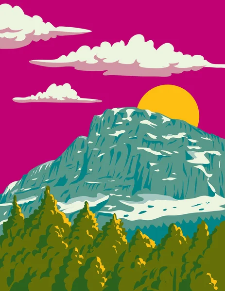 Wpa Poster Art Mount Tymphe Tymfi Northern Pindus Mountain Range — Vetor de Stock