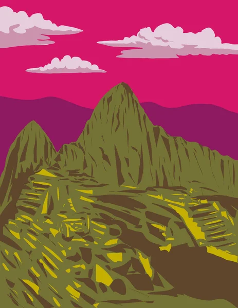 Wpa Poster Art Machu Picchu Lost City Incas Machupicchu District — Stock Vector