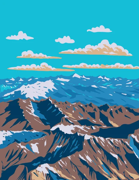 Плакат Wpa Горы Анд Андского Горного Хребта Между Чили Аргентиной — стоковый вектор