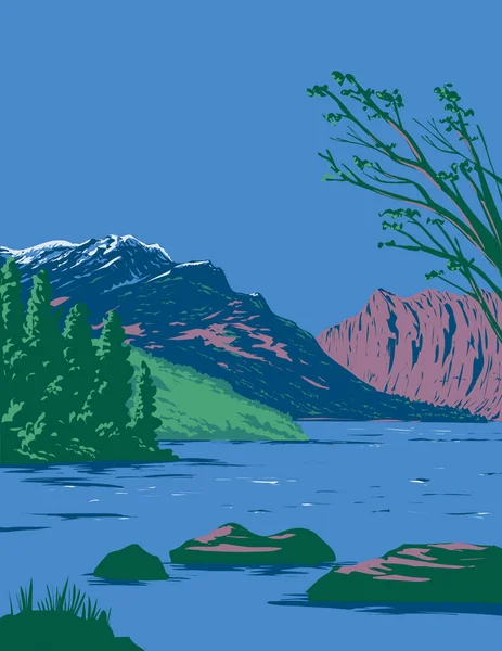 Affiche Art Wpa Phelps Lake Située Entrée Death Canyon Dans — Image vectorielle