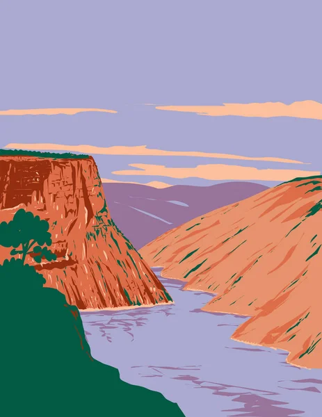 Плакат Wpa Горящее Ущелье Национальный Парк Отдыха Вайоминге Юте Соединенные — стоковый вектор