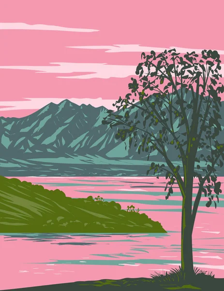 Arte Poster Wpa Lago Havasu Formada Por Parker Dam Rio — Vetor de Stock