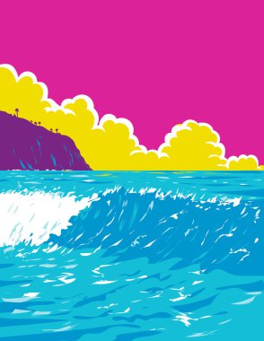Palos Verdes Emlak 'taki Haggerty' s 'de WPA poster sanatı, Kaliforniya CA, Amerika Birleşik Devletleri