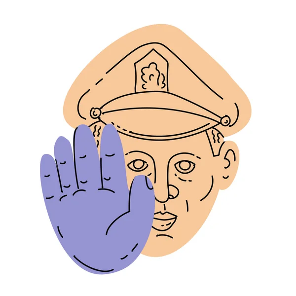 Policista Stop Hand Signal Abstrakt Art — Stockový vektor