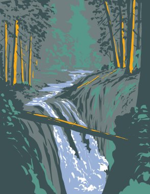 WPA 'nın, Soleduck Nehri' ndeki Sol Duc Şelalesi poster sanatı ABD 'nin Washington eyaletindeki Olympic National Park' ta çalışma projesi yönetimi veya federal sanat projesi tarzında yapıldı.