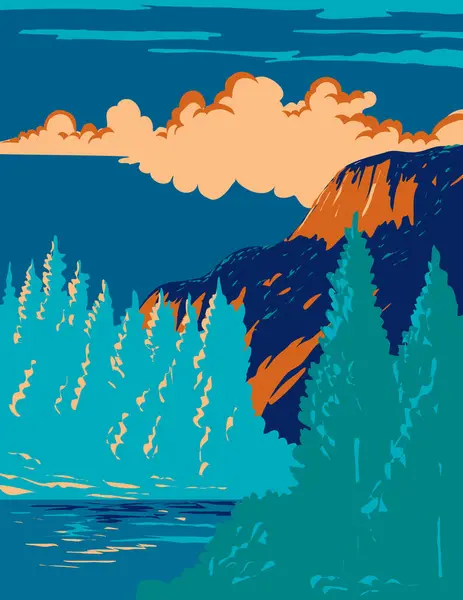 Wpa Poster Art Roosevelt National Forest Rocky Mountains Colorado Eua —  Vetores de Stock