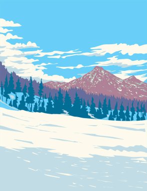 WPA poster sanatı, Spring Mountains Range 'deki Charleston Dağı' nın zirvesi Clark County, Nevada, ABD 'de çalışma projesi yönetimi veya Art Deco tarzı yapılmıştır.