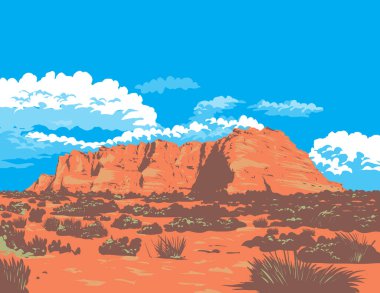 Arizona, Lechee 'nin doğusundaki Powell Gölü Navajo Kabile Parkı' ndaki WPA poster sanatı proje yönetimi veya federal sanat projesi tarzında yapılmıştır.