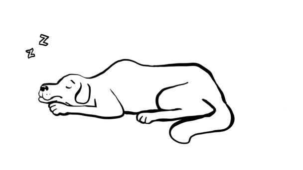 Animatie Bewegende Graphics Tonen Een Hond Liggend Grond Snurken Met — Stockvideo