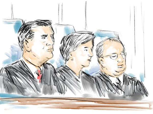 Pastel Pencil Pen Ink Sketch Illustration Courtroom Trial Setting Supreme — Stock Photo, Image