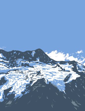 WPA Aoraki 'nin Aoraki Dağı' ndaki Aoraki posterinin resmi Yeni Zelanda 'nın Güney Adası' ndaki Güney Alplerinin Ana Bölgesi 'ndeki Cook Ulusal Parkı' nda proje yönetimi veya federal sanat projesi tarzında yapıldı.