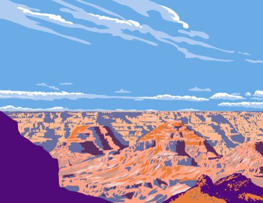 ABD 'nin Arizona' daki Tusayan yakınlarındaki Büyük Kanyon Ulusal Parkı 'nın WPA poster sanatı proje yönetimi veya federal sanat projesi tarzında yapılmıştır.