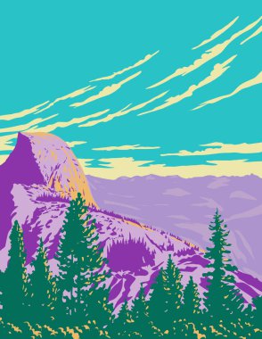 WPA 'nın Half Dome posterleri Kuzey Kaliforniya' daki Yosemite Ulusal Parkı 'ndaki Glacier Point' ten ABD 'nin çalışma projesi yönetimi veya federal sanat projesi tarzında yapılmış.