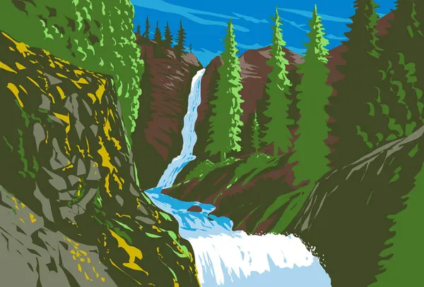 WPA 'nın Rainbow Creek' teki poster sanatı Kuzey Cascades Ulusal Parkı 'ndaki Chelan Ulusal Rekreasyon Bölgesi' nde yer alıyor.