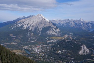 Photo of the Bow Valley, Bow River, Lake Minnewanka, Tunnel Mountain and Mount Rundle within Banff National Park in Alberta, Canada. clipart