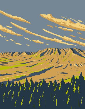 WPA Mogollon Rim 'in poster sanatı, Colorado Platosu' nun güneybatısında Arizona 'nın kuzey yarısı boyunca uzanan bir yamaç proje yönetimi veya federal sanat projesi tarzında yapılır.